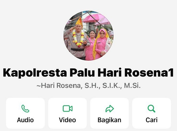 Nama Kapolresta Palu Dicatut untuk Penipuan via WhatsApp, Polisi Imbau Waspada